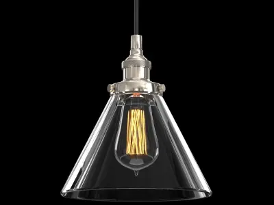 20TH C FACTORY FILAMENT CLEAR GLASS FUNNEL PENDANT 3D model