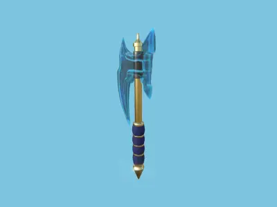 Medieval Battle Axe 03 Blue Transparent - Fantasy Weaponry Low-poly 3D model