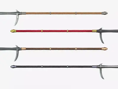 Japanese Spear Kata Kama Yari 4 colors 3D model