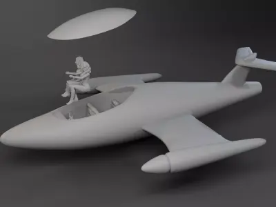 Wonder Woman Invisible Jet - Vehicle and 2 Seated Figures 3D print model