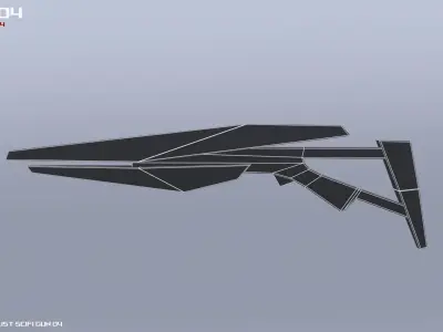Minimalist scifi gun Low-poly 3D model