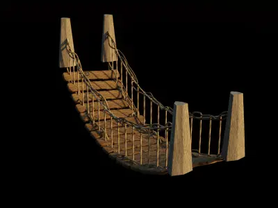 Wooden Bridge - Procedural Low-poly 3D model