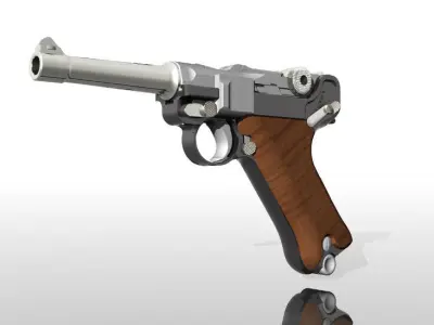 Pistola P08  Luger Low-poly 3D model