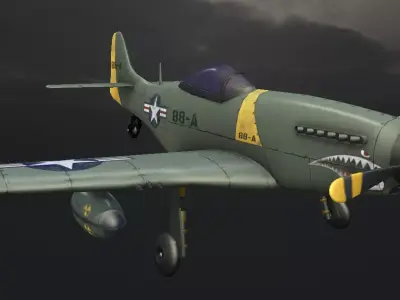 P-51 Mustang Hand-Painted Low-poly 3D model