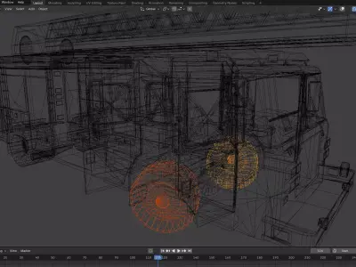 Fire truck animated  Low-poly 3D model