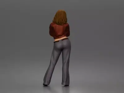 Urban Model Posing Casually in Stylish Jacket and Trousers 3D print model