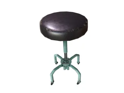 Old Leather Stool Free low-poly 3D model