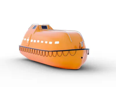 Orange Lifeboat - Rescue boat Low-poly 3D model