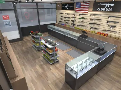 Gun shop Low-poly 3D model