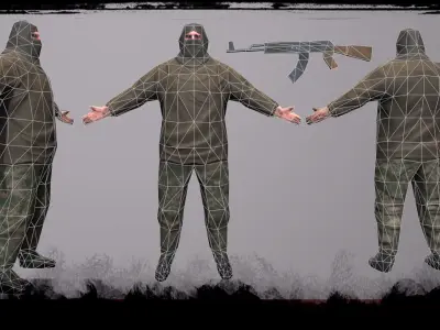 Low Poly Terrorist Ak47 Free low-poly 3D model