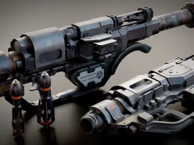 Stylized Sci-Fi Rocket launcher Low-poly 3D model