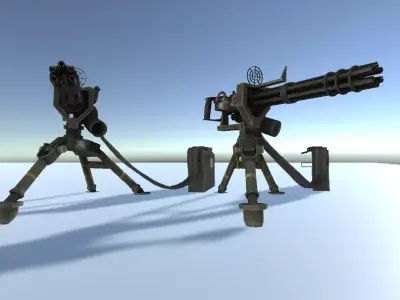 Machine Gun GMG low poly 3d model Low-poly 3D model
