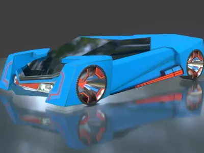 Futuristic Sports Car High Detail Sci Fi Vehicle Concept 3D model