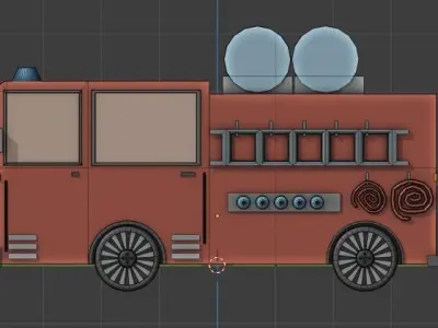 low poly fire truck model  Free low-poly 3D model