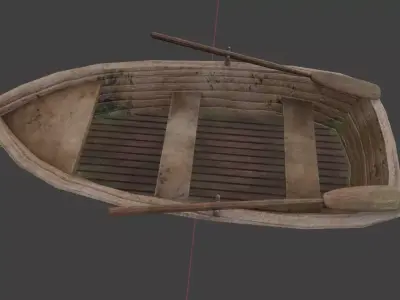 Wooden Boat Low-poly  Low-poly 3D model