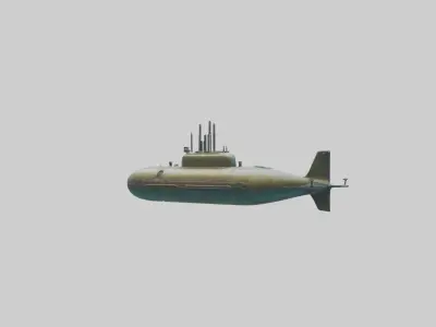 Underwater Submarine 1 Low-poly 3D model