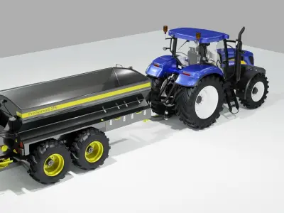 New Holland Tractor with Fertilizer Spreader 3D model