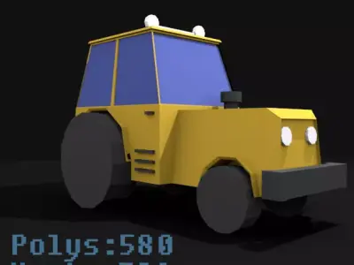 Mini Tractor Low-poly 3D model