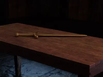 Low Poly Wooden Sword Free low-poly 3D model