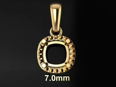Dainty Diamond Halo Cushion Pendant With Bell 7mm 3D print model