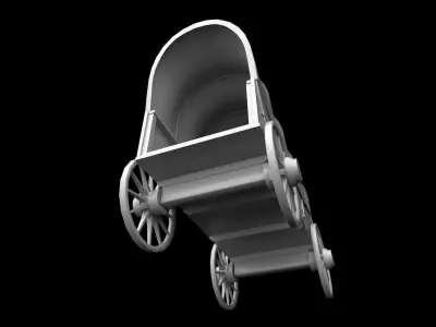 Wooden Wagon Low-poly 3D model get