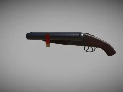 Double barrel short shotgun  Low-poly 3D model