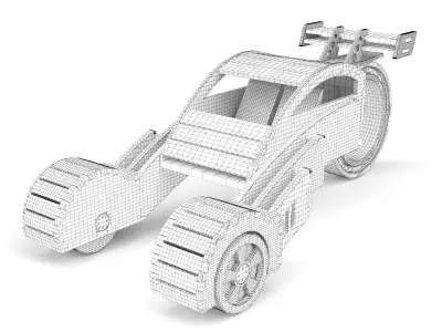 Wooden toy car 43 3D model