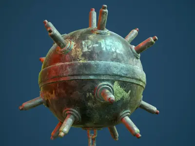 Mine Naval Underwater Low-poly 3D model