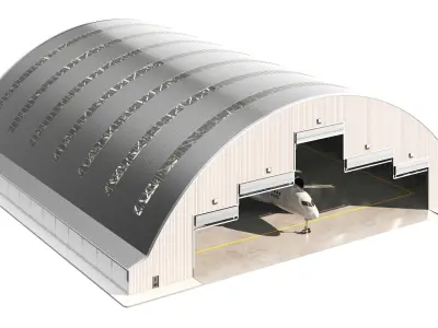  Detailed Hangar With Aircraft 2 