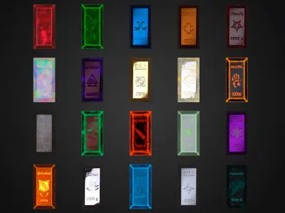 20 INGOTS PACK Low-poly 3D model