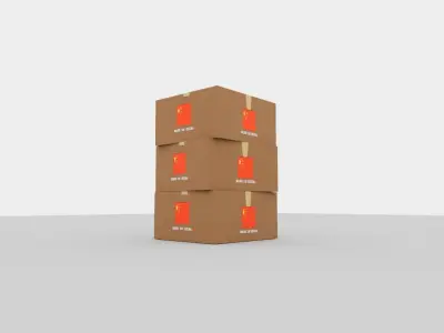China carton box Low-poly 3D model