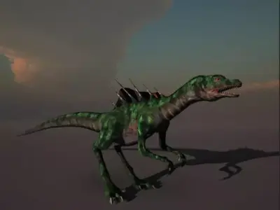 Raptor two dinosaurs Low-poly 3D model