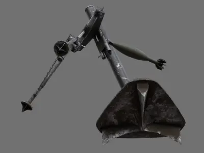 Mortar 1B Low-poly 3D model