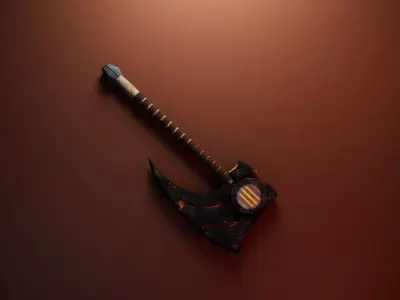 Inferno Core War Axe Fantasy Weapon AAA Game Ready Low-poly 3D model