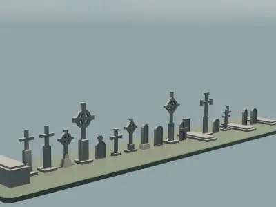 Low poly gravestones Free low-poly 3D model