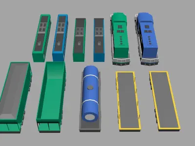 Low Poly Train pack Low-poly 3D model