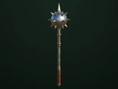 Old Medieval Mace 01 All PBR Unity UE Textures Low-poly 3D model