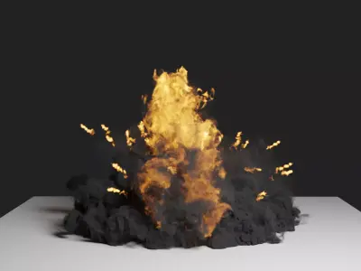 Grenade Dust Explosion Simulation Low-poly 3D model