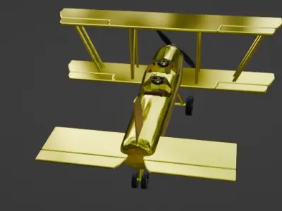 Golden Plane Low-poly 3D model