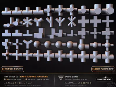 50 Hard Surface IMM Junctions Low-poly 3D model