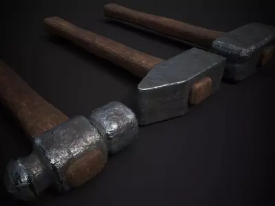 Medieval Blacksmith Hammers - 3D Model Pack Low-poly 3D model