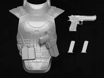 Punisher Warzone Vest 3D printable files for action figures 3D print model