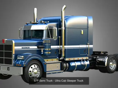 57P Semi Trucks - Modified Version  2 in 1 3D Model Pack