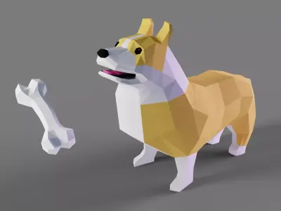 Low Poly Corgi Low-poly 3D model