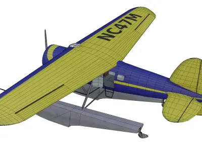 Floatplane Lockheed Vega Low-poly 3D model
