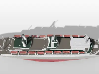 SS ROTTERDAM V ocean liner print ready  full hull and waterline 3D print model