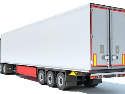Truck with Reefer Refrigerator Trailer 3D model