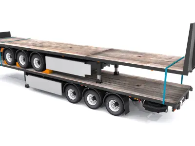 Flatbed Trailer with Trailer 3D model