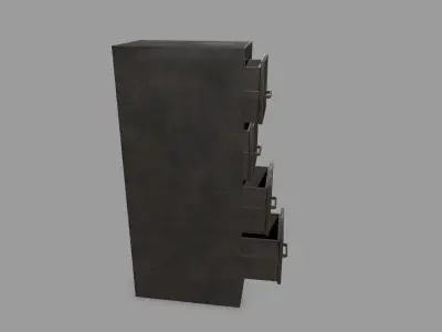 Cabinet metal with drawers Low-poly 3D model