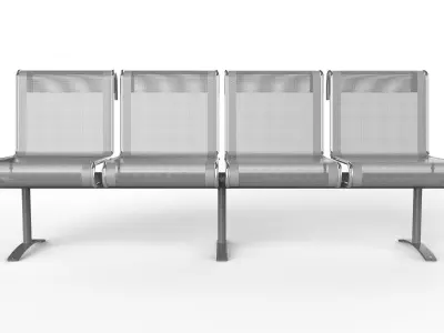 Waiting Room Chair 4 Seats 3D model